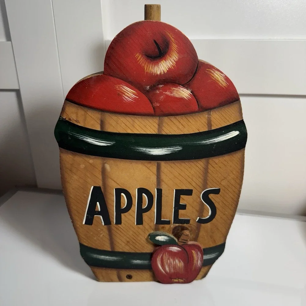 Vintage Wood‎ Apple Barrel Farmhouse Paper Towel Holder Painted Grandma Decor